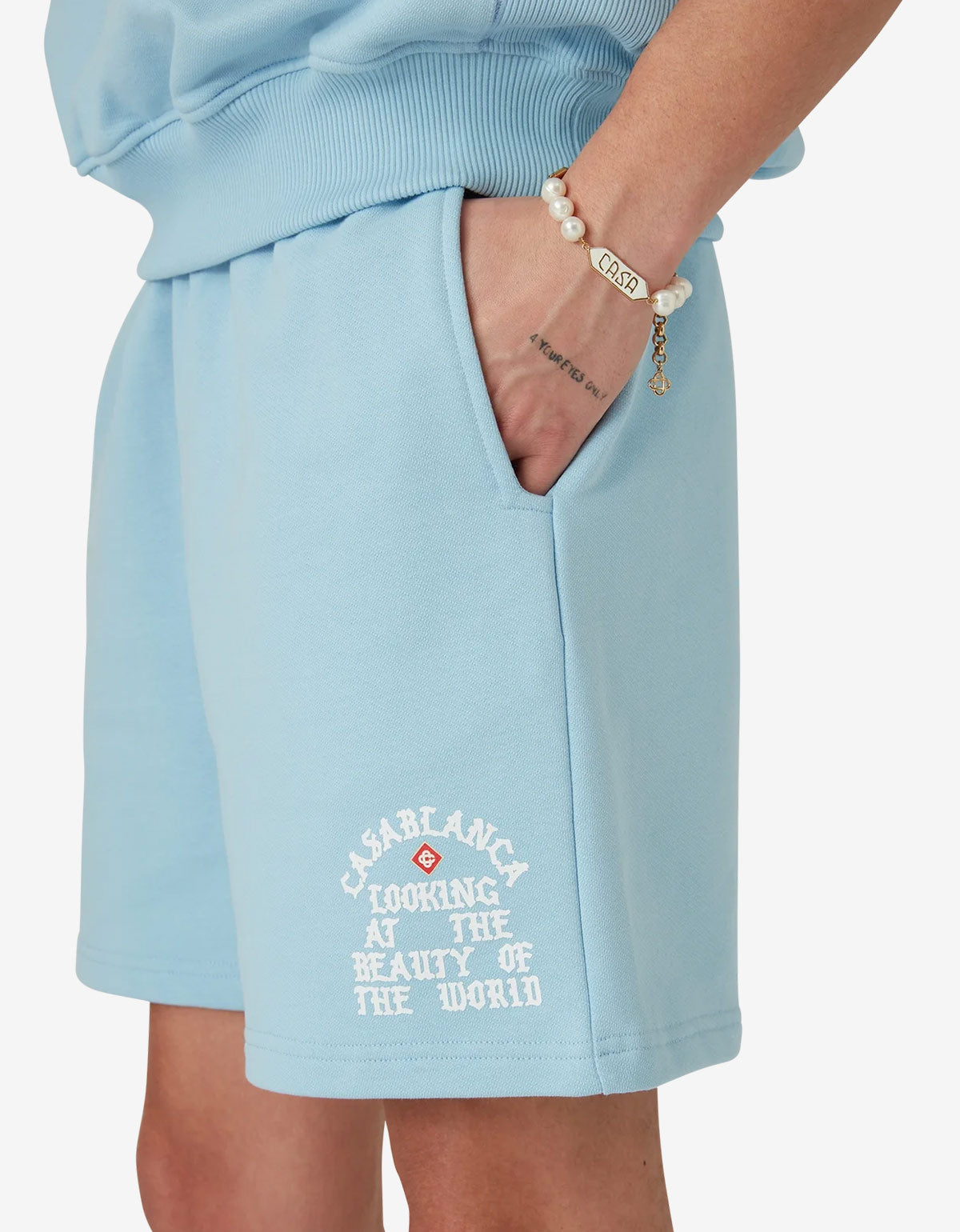 Casablanca Blue Beauty of the World Sweat Shorts MS25-JTR-003-03