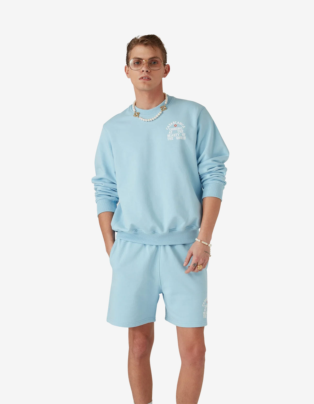 Casablanca Blue Beauty of The World Sweatshirt MS25-JTP-293-03
