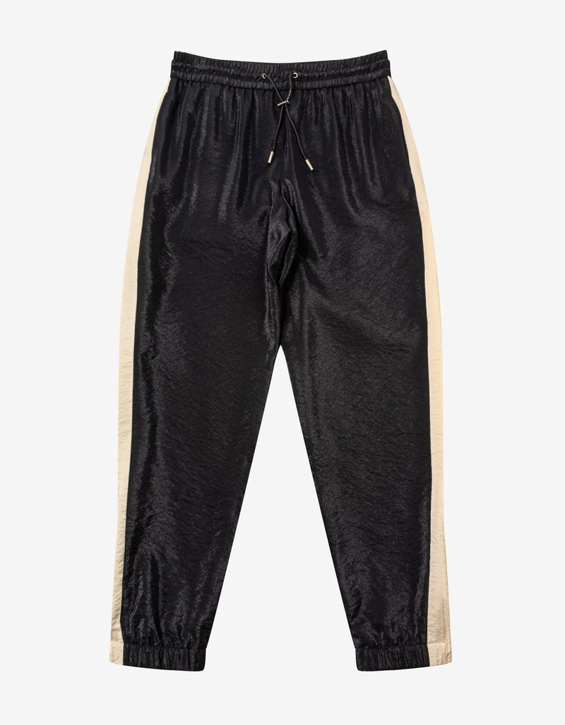 Saint Laurent Black Crinkle-Effect Monogram Sweat Pants